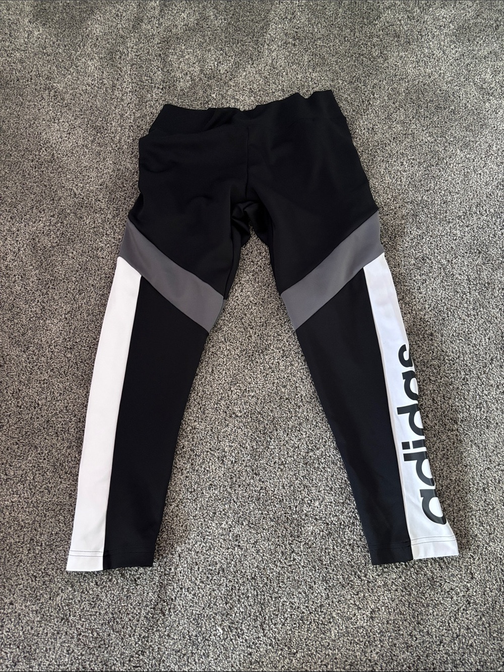 adidas Black White & Gray Panel Kids' Leggings